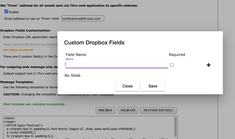 Custom Dropbox Fields configuration