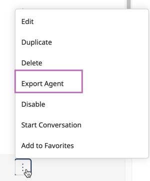 Export agent in menu