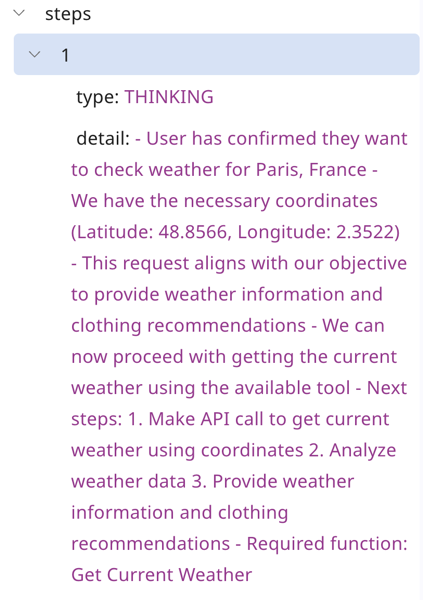 image shows thinking type and detail of LLM reasoning