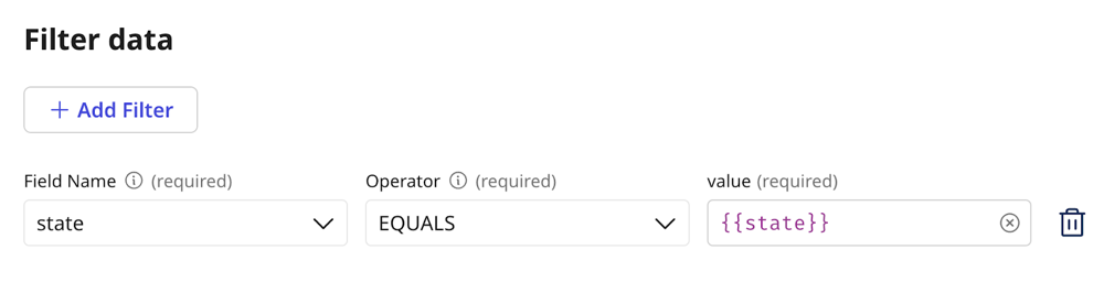 filter example with input parameter in brackets