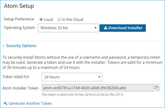conKeyRefs.UC_Runtime Setup dialog with Security Options expanded.