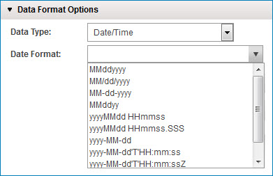 Date and time formats available for selection