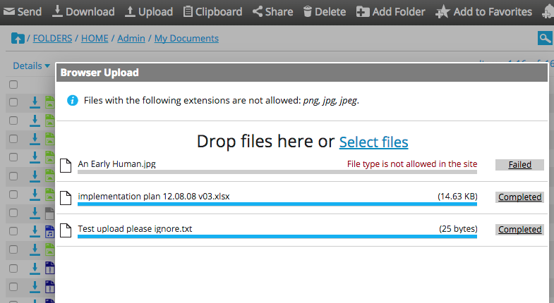 an example file upload that blocks files with png, jpg, and jpeg extensions