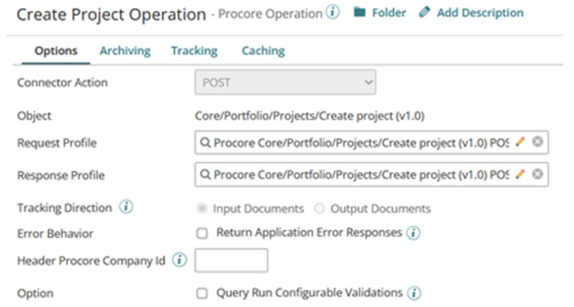 Create Project Operation
