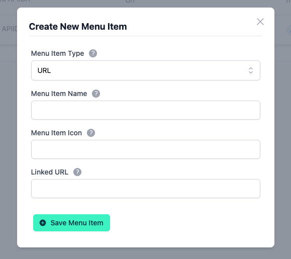 CMS - Admin portal - URL menu