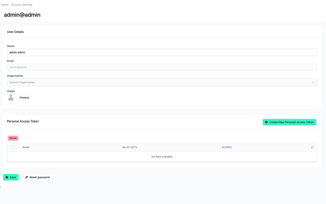 Administration Portal - Account Settings