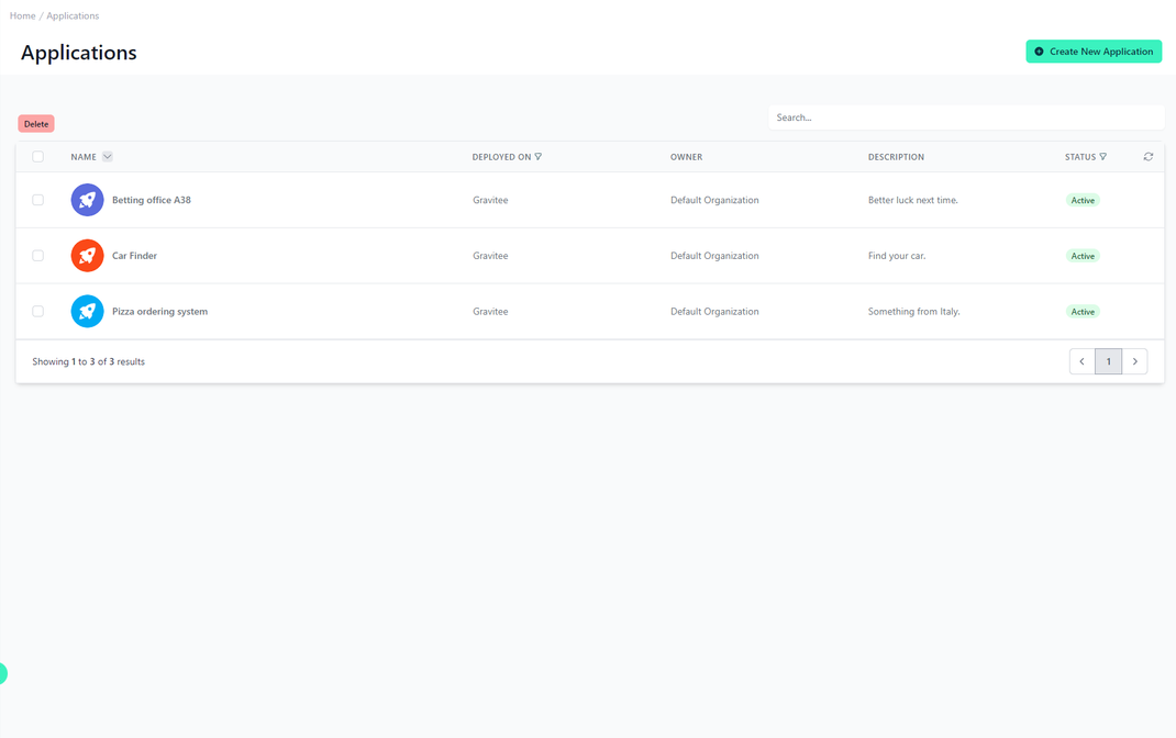 Administration Portal - Applications