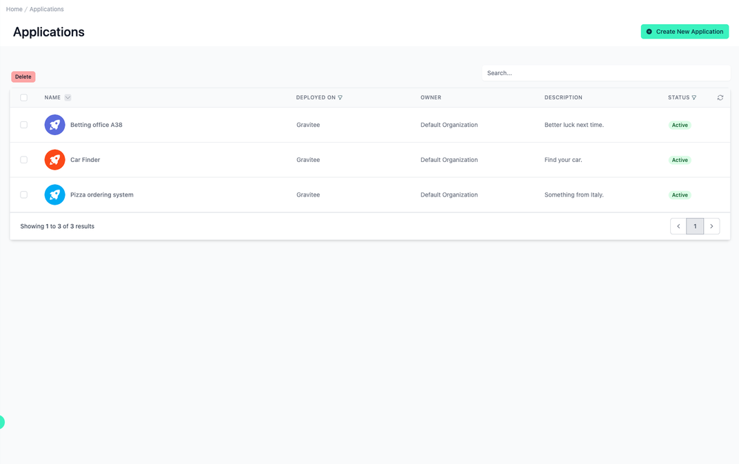 Administration Portal - Applications