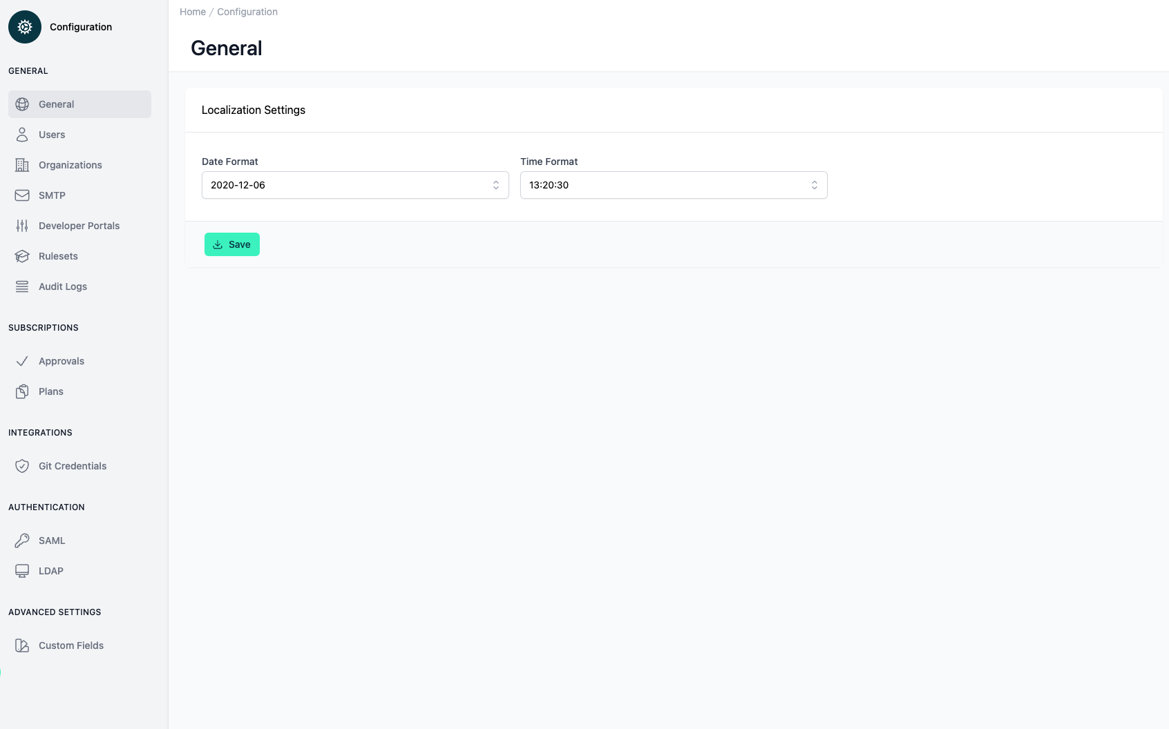 Administration Portal - Configuration - General