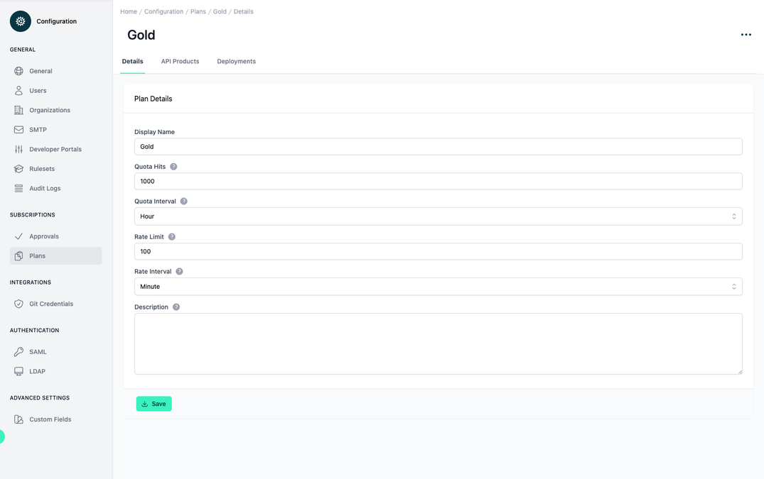 Administration Portal - Configuration - Plans - Example - 01