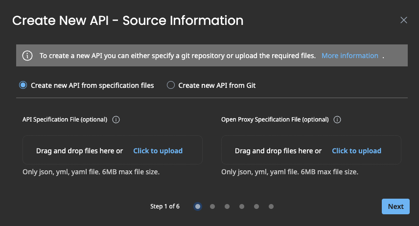 Administration Portal - Create API - Source Information