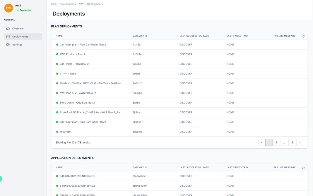 Administration Portal - Environment- Deployments