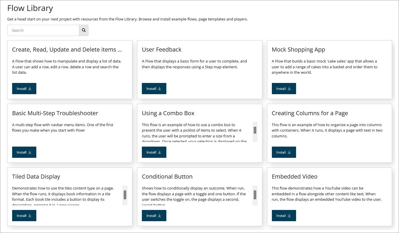 The Flow Library page