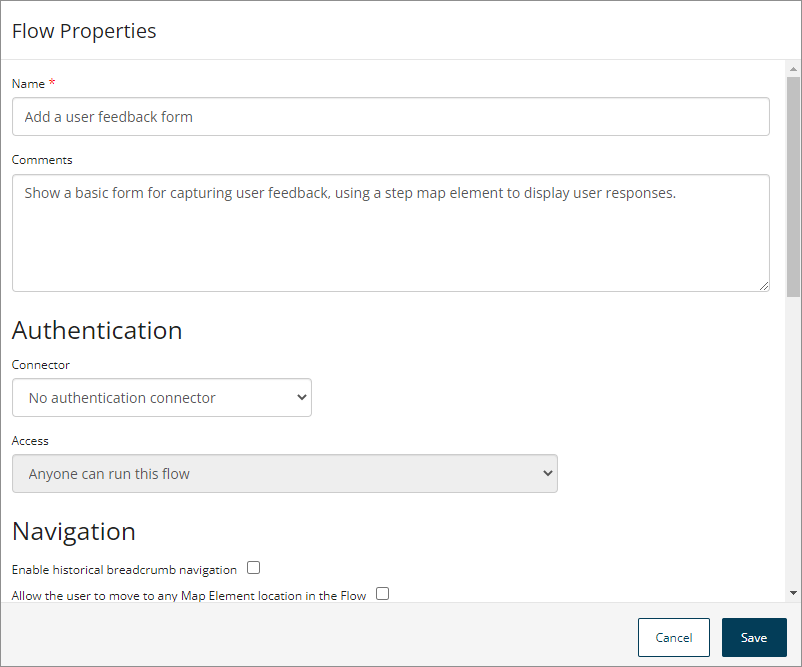 Flow Properties form