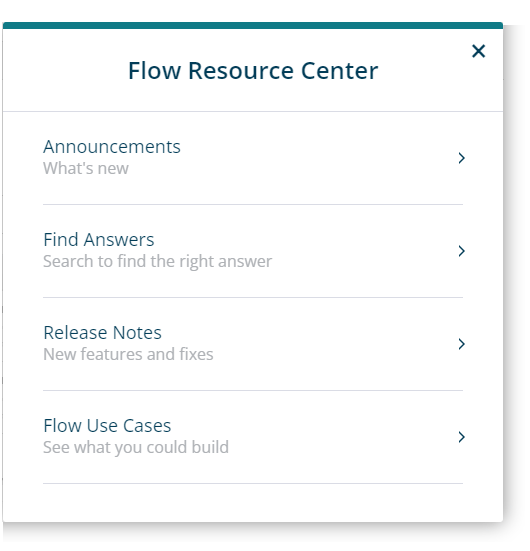 Resource Center menu