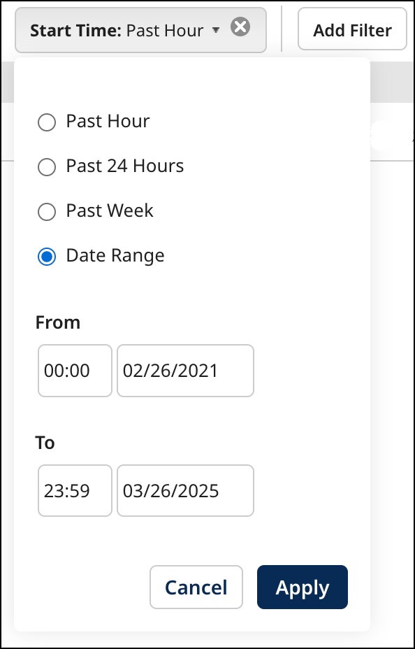 Filtering bulk processing requests by time at which processing started