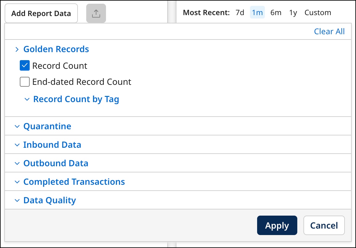 Add Report Data dialog
