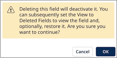 Confirmation dialog for deleting a field