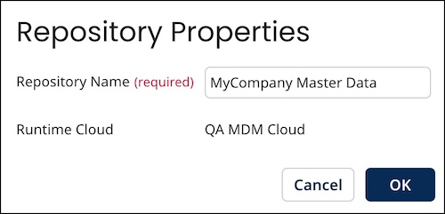 Repository Properties dialog