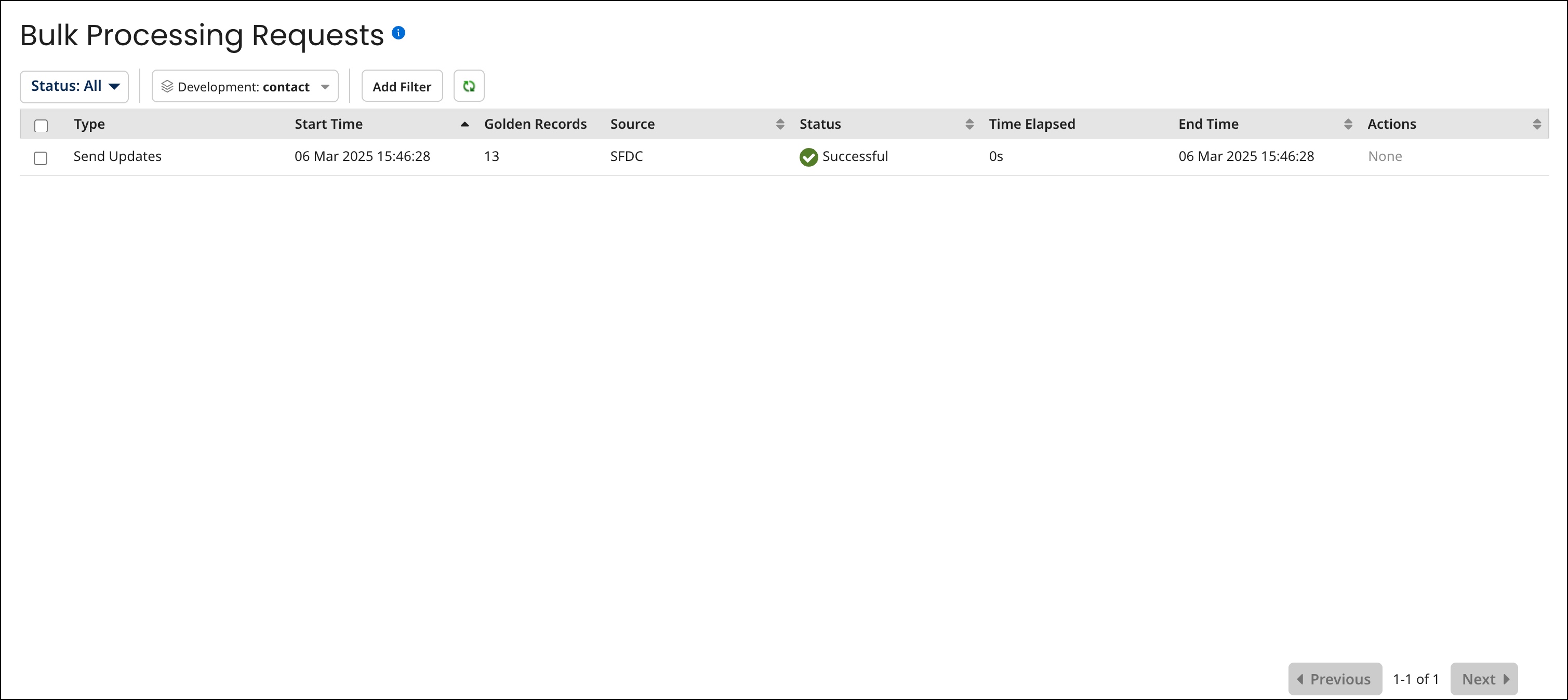 Bulk Processing Requests page