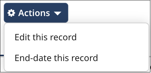 Actions menu for a golden record in its details view