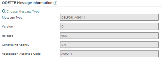 ODETTE Message Information section of the EDI profile&#39;s Options tab