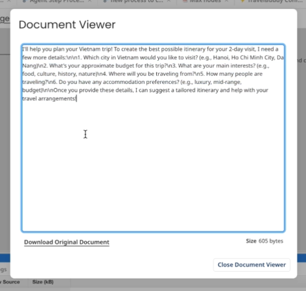 after using the data process step, the agent step&#39;s output is reduced to just an easy-to-ready message