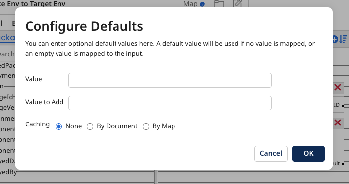 The Configure Defaults dialog gives you the ability to enter optional default values for the numeric function