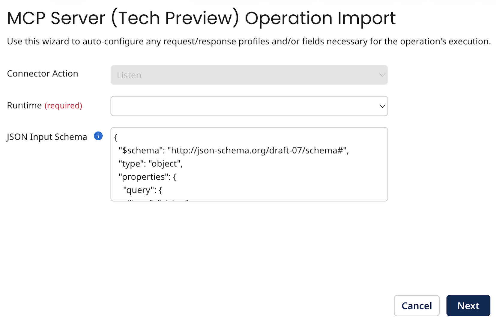 Import Operation window