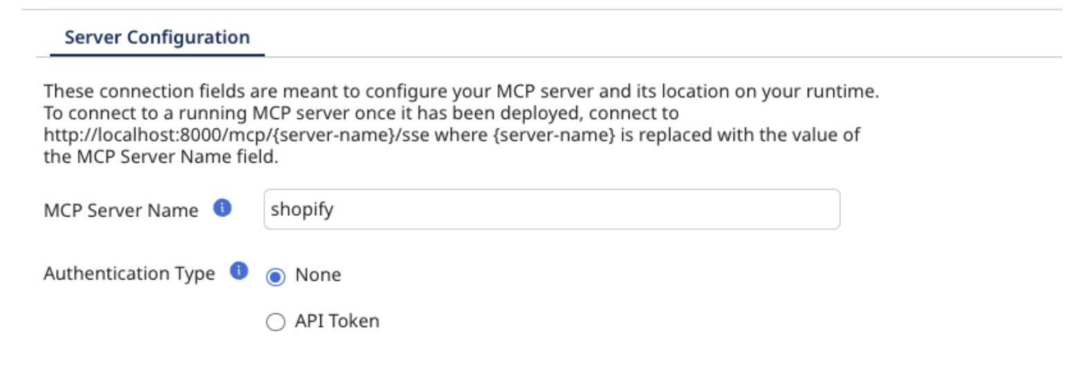 Server Configuration screen