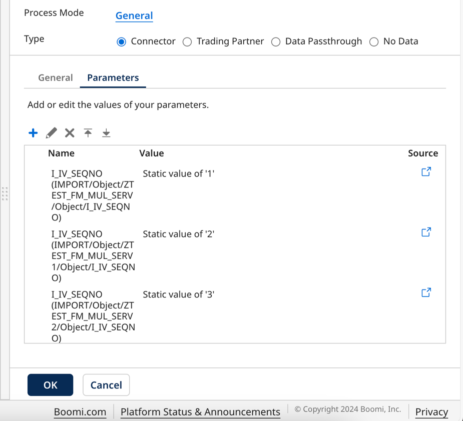 Boomi for SAP connector parameters